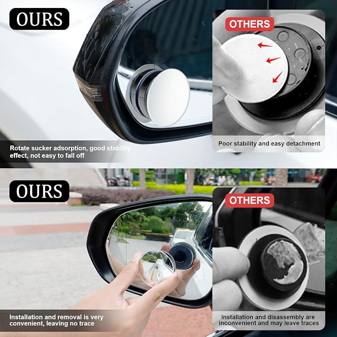 LivTee Blind Spot Car Mirror, Reusable 360° Wide Angle Rear View Car Mirrors - Image 6
