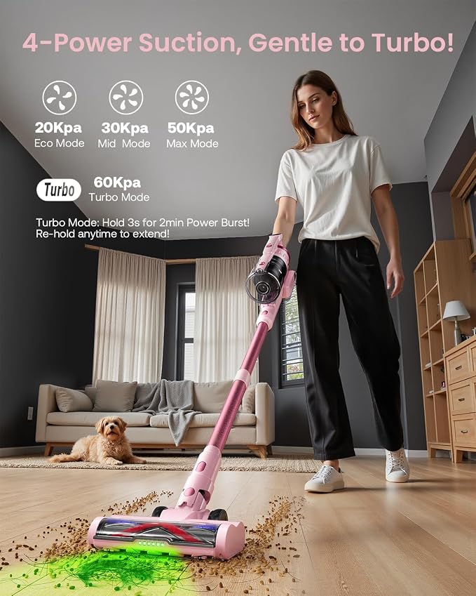 Cordless Vacuum Cleaner for Home, Upgraded 60Kpa Powerful Suction Pet Hair - Image 2
