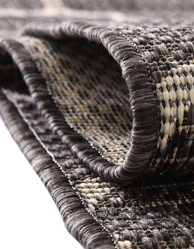 Unique Loom Outdoor Trellis Collection Area Rug - Trellis (Rectangular 2' 0" x 3' 1", Black/ Ivory)