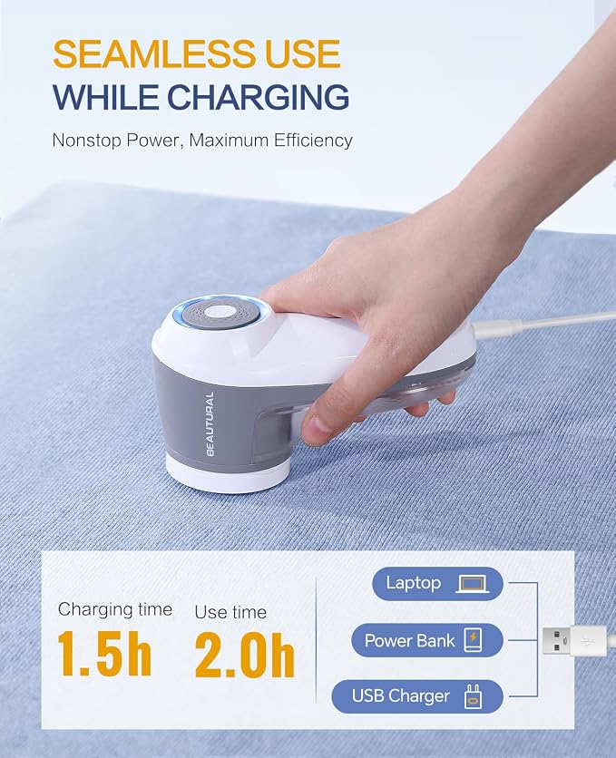 BEAUTURAL Fabric Shaver, Rechargeable Lint Remover - Image 4