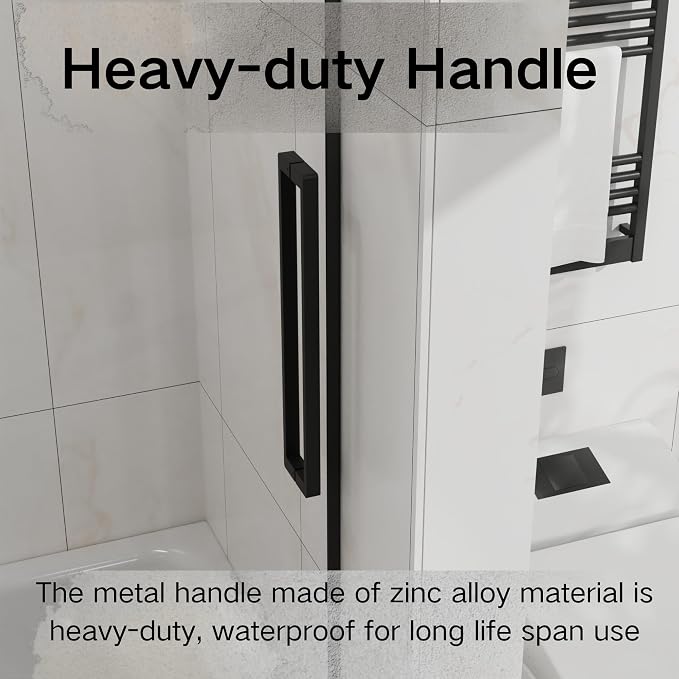Frameless Shower Door 60" W x 72" H, 1/4" Clear Tempered Glass, Sliding Design - Image 3