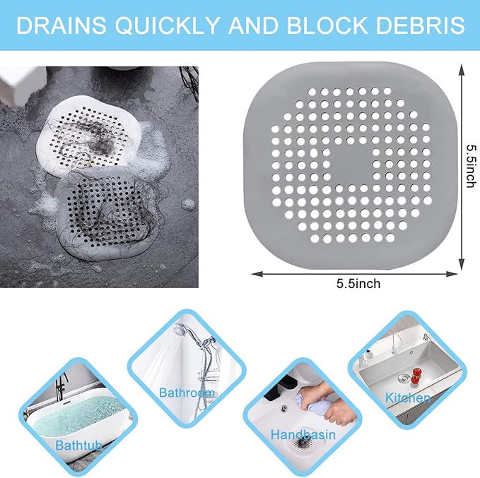 4 Pack Drain Hair Catcher Durable Silicone Hair Stopper Shower Drain Covers - Image 2
