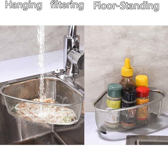 Kitchen Triangle Sink Strainer, Corner Sink Strainer, Stainless Steel Food - Image 2