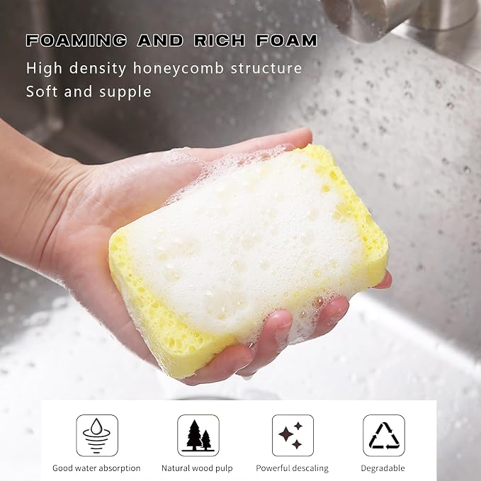 Large Cellulose Sponges, Thick Heavy Duty Scrub Sponges, Kitchen Sponges - Image 4
