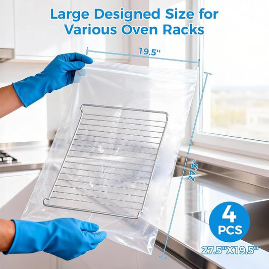 4 Pack Large Oven Grill Cleaning Bags（19.6''X27.5''）, Heavy Duty Oven Rack - Image 2