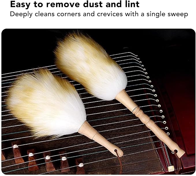 Multifunctional Cleaning Brush Duster, Wooden Handle Lambswool Duster - Image 8