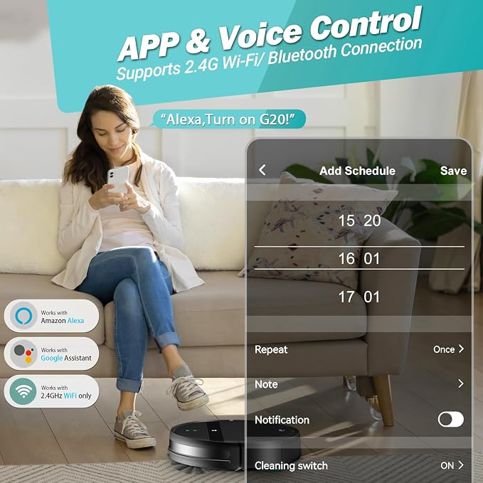 Robot Vacuum and Mop Combo, 2-in-1 Robotic Vacuum Cleaner - Image 2