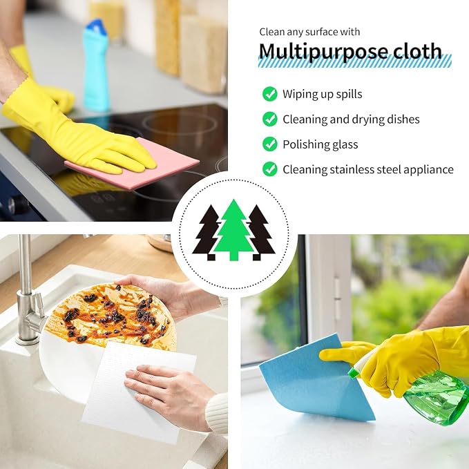 HOMERHYME Swedish Dishcloths, 10 Pack Kitchen Towels Dish Rags, Absorbent - Image 5