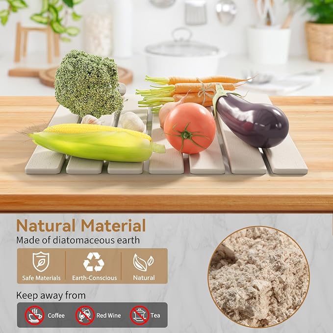 Large Stone Dish Drying Mats for Kitchen Counter, 15.5''x11.8'' Foldable Quick - Image 5