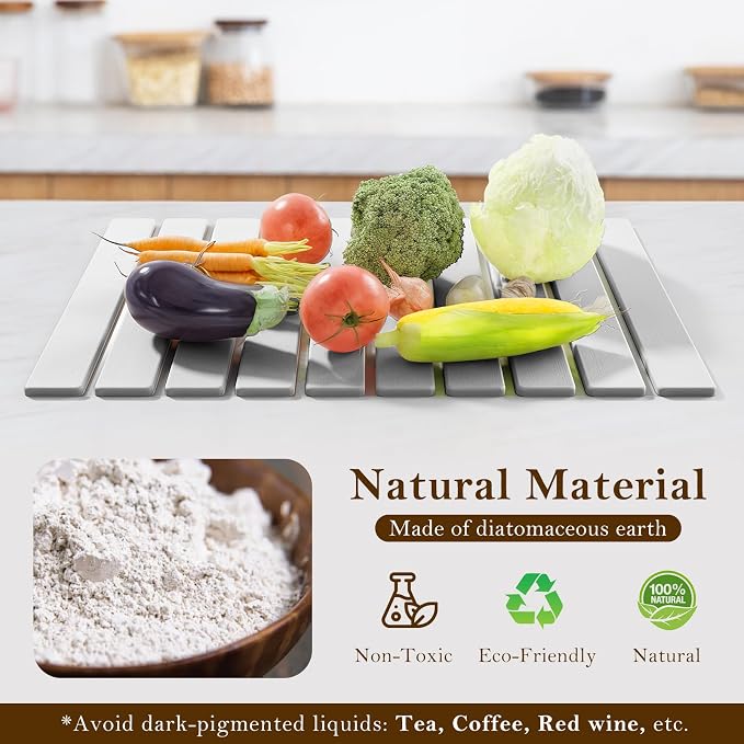Stone Dish Drying Mats for Kitchen Counter-23.6“x 15.3”Eco-Friendly, Foldable - Image 4