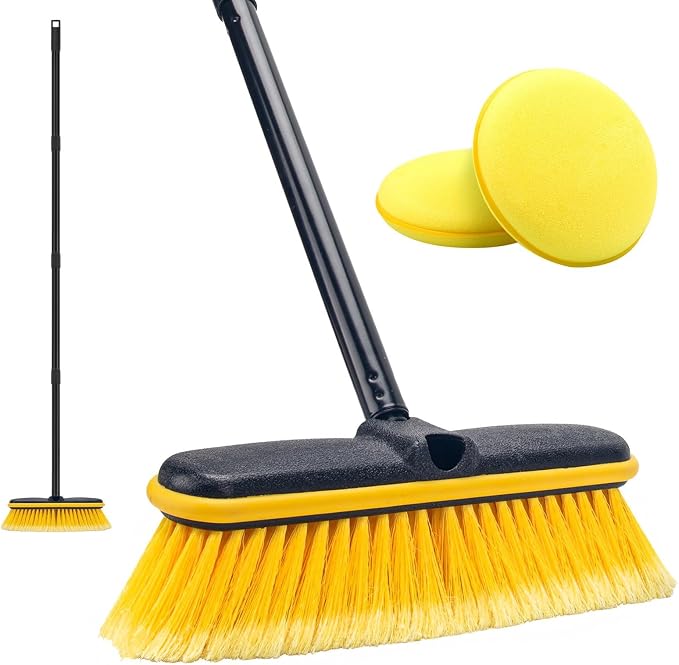 Car Wash Brush with Long Handle, Soft Bristle Scrub Broom by KeFanta