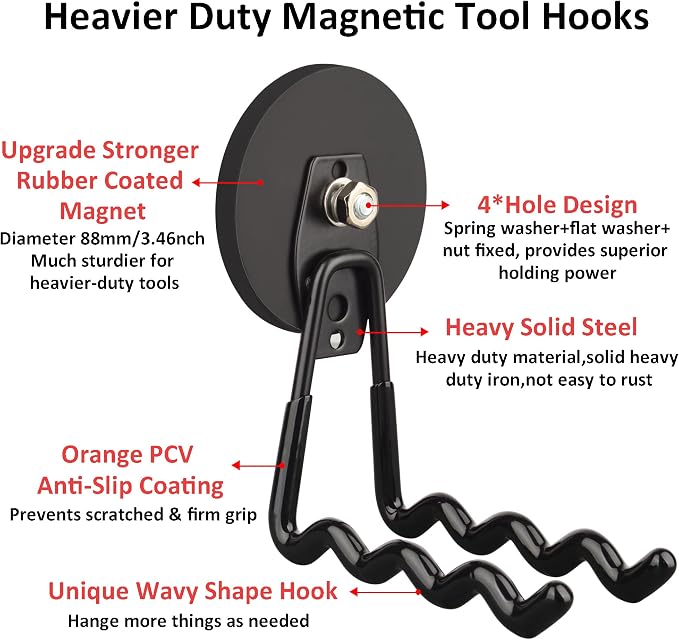 ULIBERMAGNET Magnetic Garage Hooks, Heavy Duty Cordless Drill Hook, Power Tool - Image 2