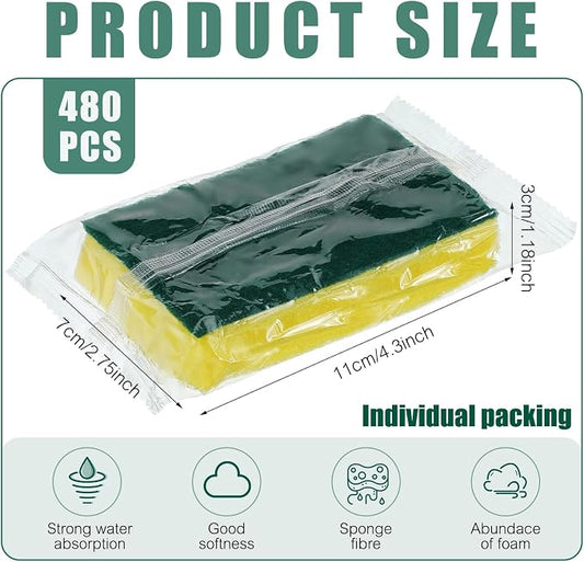 Tanlade 480 Pcs Bulk Kitchen Dishwashing Sponges Individually Wrapped Non - Image 2