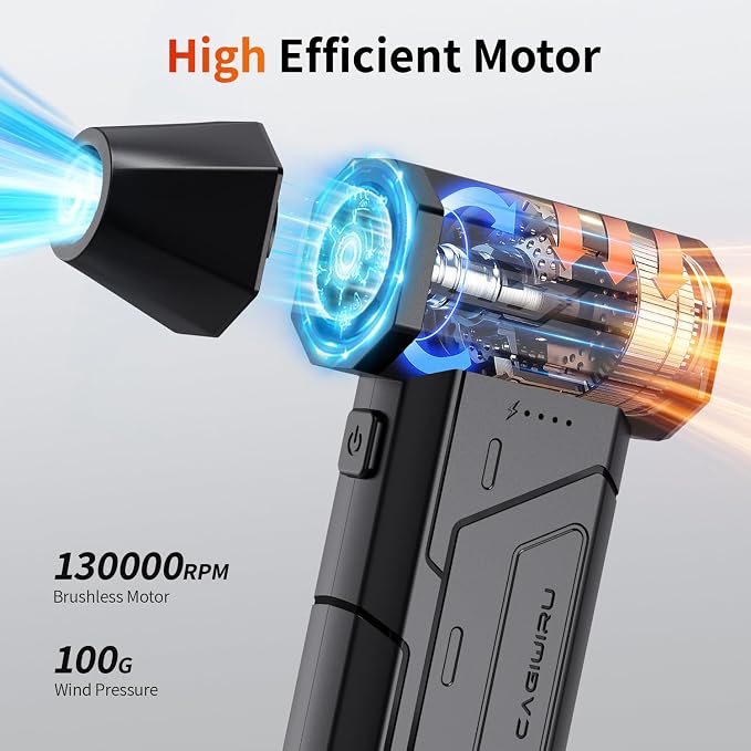 Compressed Air Duster, 130000RPM Super Power Cordless Air Duster, Rechargeable - Image 3