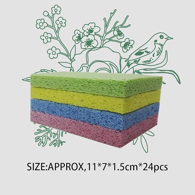 Cellulose Sponges Kitchen, for Washing Dishes, in Bulk, 24 Pack, 100% Natural - Image 4