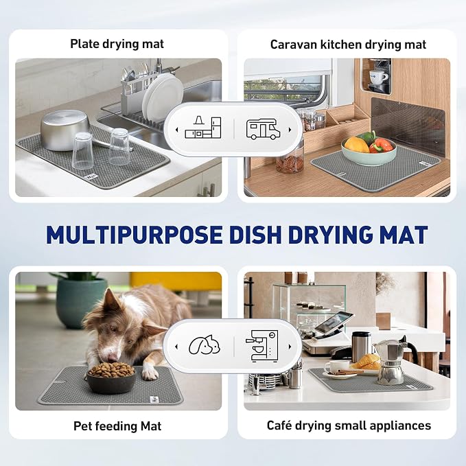 14.6*11.8 inch Microfiber Dish Drying Mat, 2 Compact Ultra Absorbent Dish Mat - Image 6