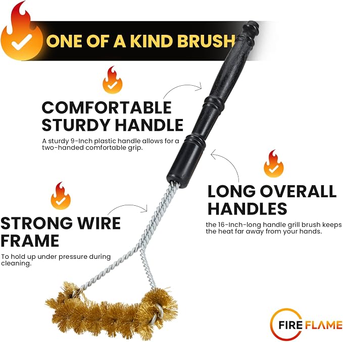 Fireflame BBQ Grill Brush – Non-Scratch Brass Bristles - Image 5