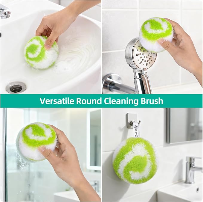 Qaestfy 4-in-1 Tub and Tile Shower Scrubber, Soft & Stiff Bristles Bathroom - Image 6