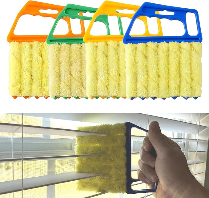 4 Pack Window Blind Cleaner Duster Tool, 7 Finger Venetian Scrub Brush by Unknown