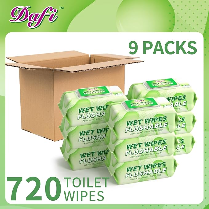 DAFI Flushable Wipes for Adult Wet Wipes, Total 720 Unscented Toilet Wipes - Image 8