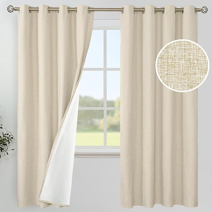 YoungsTex Natural Linen Blackout Curtains 72 Inch Length by YoungsTex