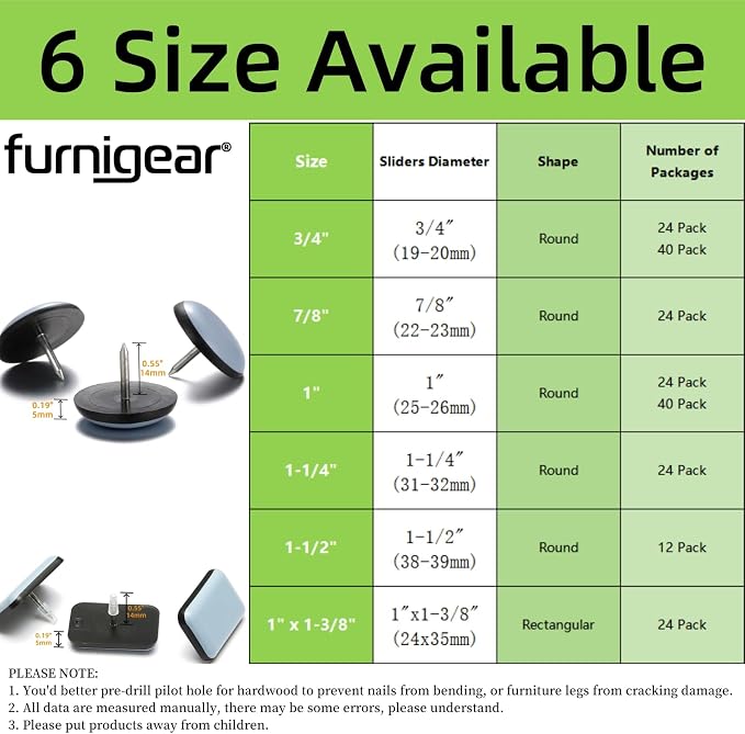 1" Nail on Furniture Sliders - Image 4