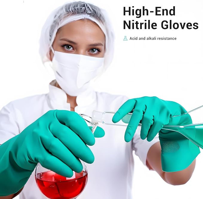 ThxToms Chemical Resistant Nitrile Gloves, Resist Household Acid, Solvent and - Image 4