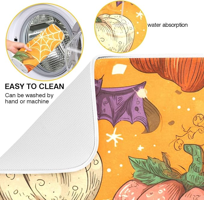 Halloween Colorful Pumpkin Pattern Dish Drying Mat - Image 2