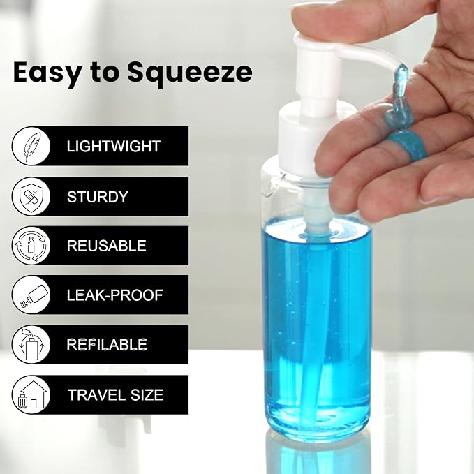 5 Pack 3.4 Oz/100ml Travel Pump Bottle TSA Approved Empty Plastic Pump Bottles - Image 4