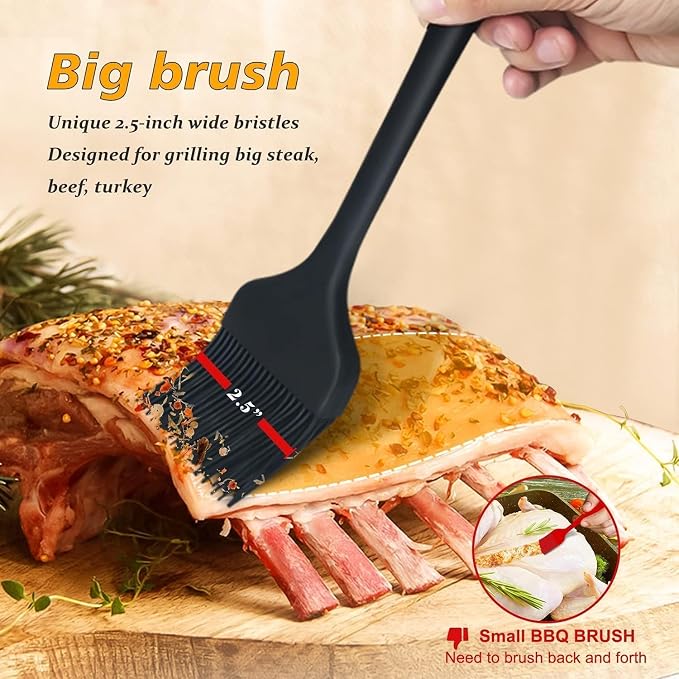 WALFOS Extra Large Silicone Basting Pastry Brush, 2.5 inch Wide Bristle Butter - Image 4