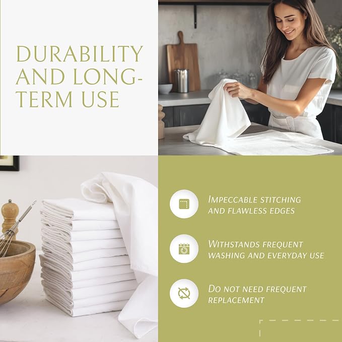 Wealuxe Flour Sack Dish Towels for Kitchen, 12 Pack, 28x28 - Image 4