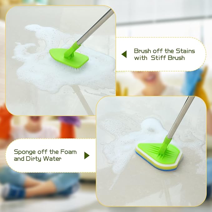 Scrub Cleaning Brush with Long Handle 2 in 1 Extendable Bathroom Floor Brushes - Image 6