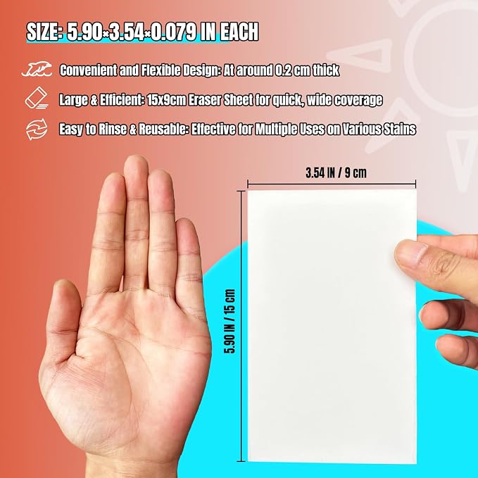 Magic Sponge Eraser Sheet, Portable White Melamine Sponge Sheets, Disposable - Image 3