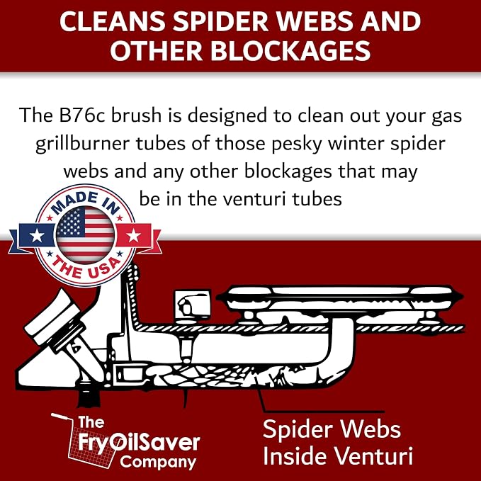 Gas Grill Venturi Tube Brush, Cleans Spider Webs, Food Build Up, Prevents Flare - Image 3