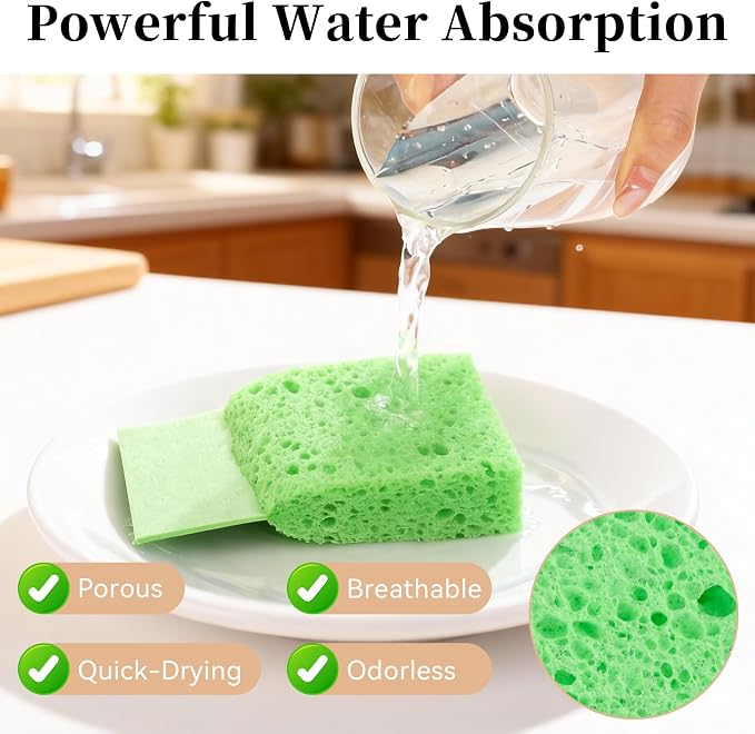 6 Pcs Kitchen Sponges for Dishes Cleaning, Non Scratch for Non Stick Cookware - Image 4