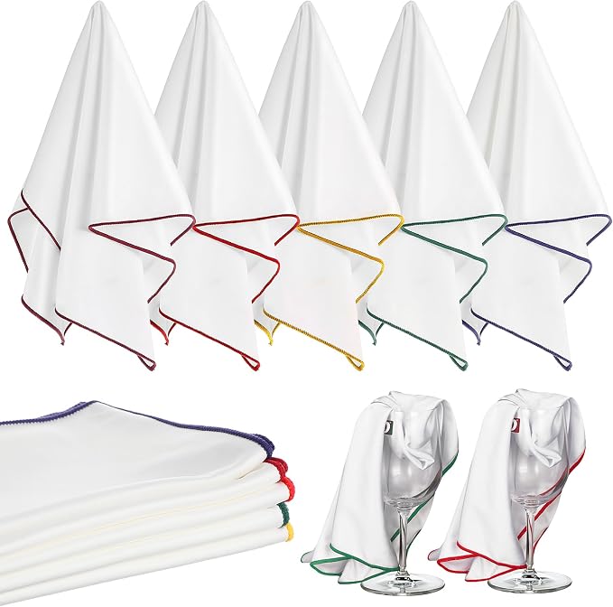 5 Pcs Wine Glass Polishing Cloths Large Microfiber Cleaning Cloths 20 x 14 Inch by Unknown