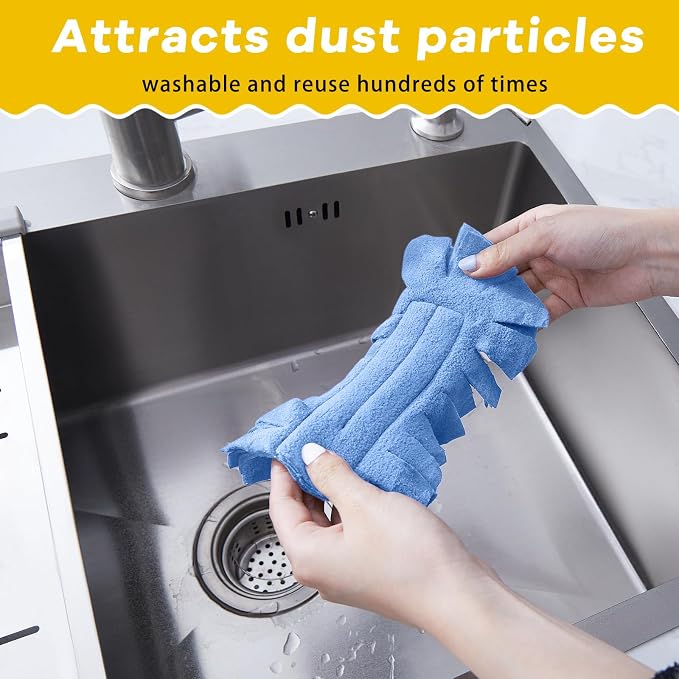 Zubebe 3 Pcs Duster Refill Reusable Fleece Duster Refills Feather Flat Dusters - Image 5