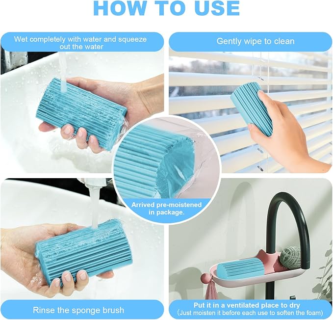 2-Pack Damp Clean Duster Sponge, Magic Sponge Eraser Baseboard Cleaner Tool - Image 7