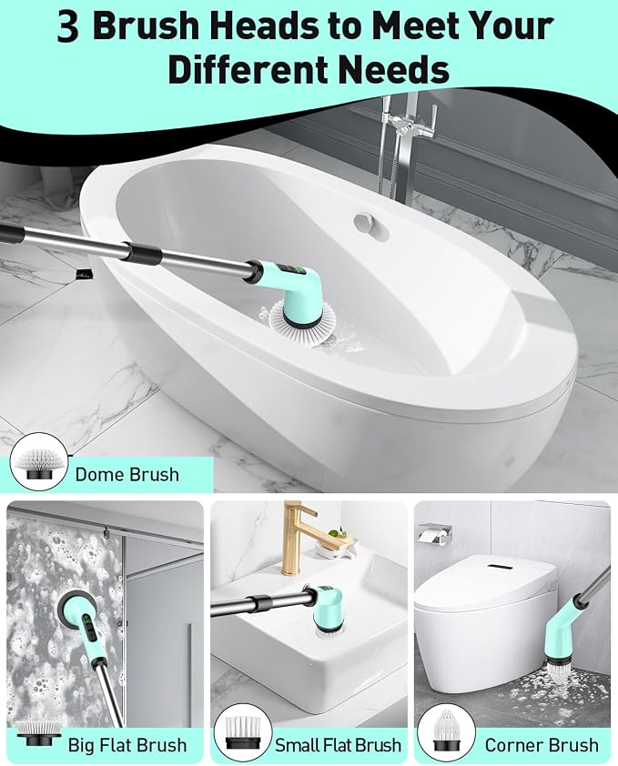 Electric Spin Scrubber for Cleaning Bathroom, Shower Scrubber Cordless Cleaning - Image 4