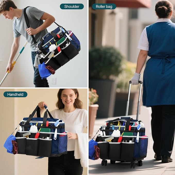 Large Rolling Cleaning Caddy Bag - Image 6