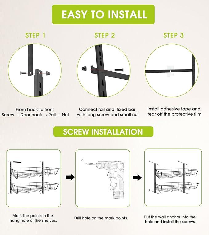Mefirt Over The Door Pantry Organizer, Wall Mount Spice Rack, Pantry Hanging - Image 2