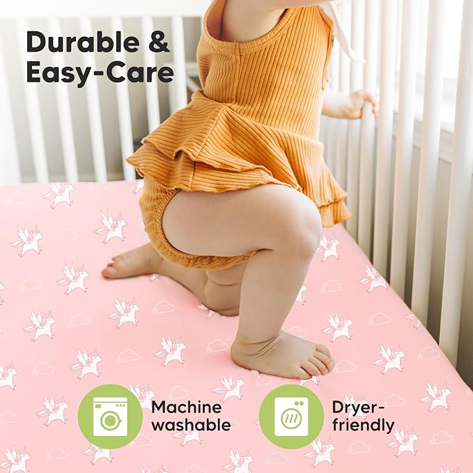 KeaBabies 2-Pack Baby Crib Sheets for Boys, Girls - 52x28 Viscose Derived from Bamboo Toddler Bed Sheets Neutral, Fitted Crib Mattress Cover for Standard Baby Bedding, Soft & Cozy (Dreamland)