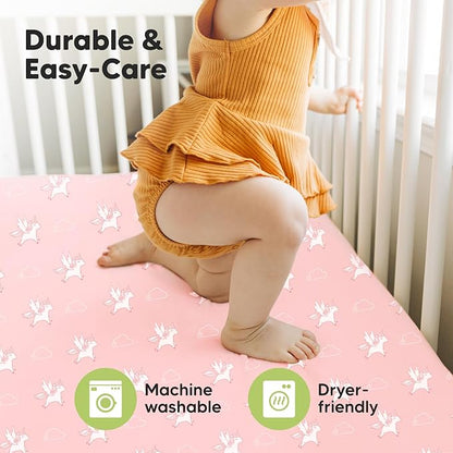 KeaBabies 2-Pack Baby Crib Sheets for Boys, Girls - 52x28 Viscose Derived from Bamboo Toddler Bed Sheets Neutral, Fitted Crib Mattress Cover for Standard Baby Bedding, Soft & Cozy (Dreamland)