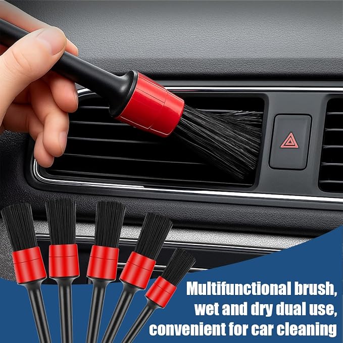 11PCS Car Detailing Brush Set, Soft Boar Hair Vehicle Interior Exterior Detail - Image 3