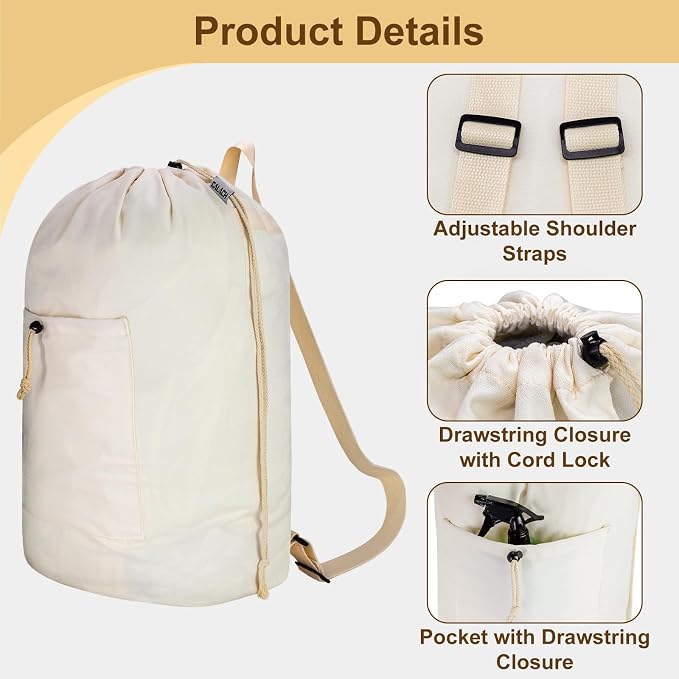 Laundry Bag Backpack, Canvas Laundry Bag - Image 6