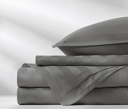 Pure Bamboo Full Sheets, Genuine 100% Organic Viscose Derived from Bamboo Bed Sheet Set, Luxuriously Soft & Cooling, Double Stitching, 2 Year Quality Promise (Full, Jacquard Stone)