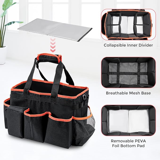 ProCase Cleaning Caddy Bag for Housekeepers, Foldable Cleaning Supply Bag - Image 3
