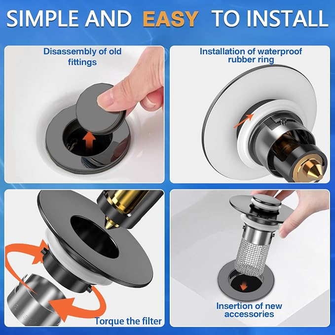 Sink Stopper Hair Catcher, Pop-up Sink Drain Strainer - Image 6