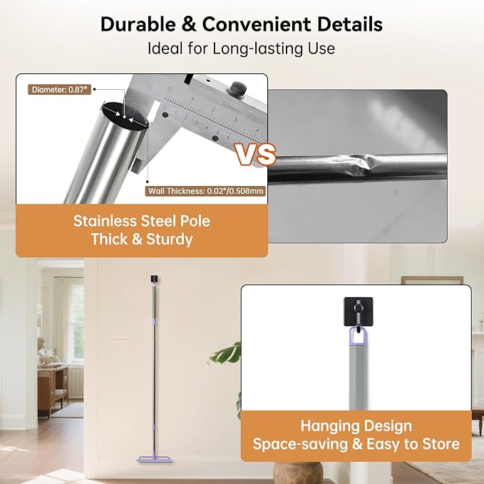 Carpet Rake for Pet Hair Removal, 59” Adjustable Long Handle Carpet Scraper for - Image 6