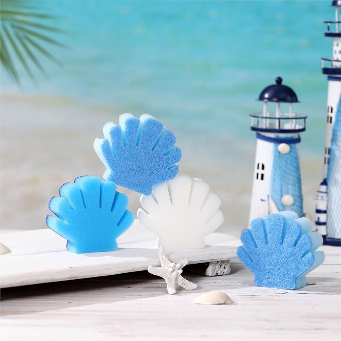 Tioncy 12 Pack Shell Kitchen Sponges Bulk Dual Sided Scrubber Summer Shell by Tioncy